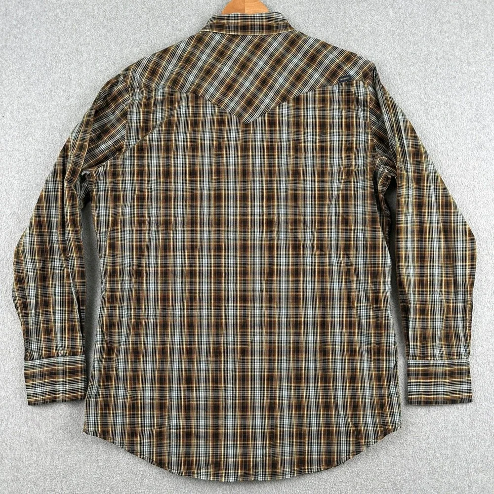 Pendleton Shirt Mens M Brown Frontier Western Pearl‎ Snap Plaid Long Sleeve